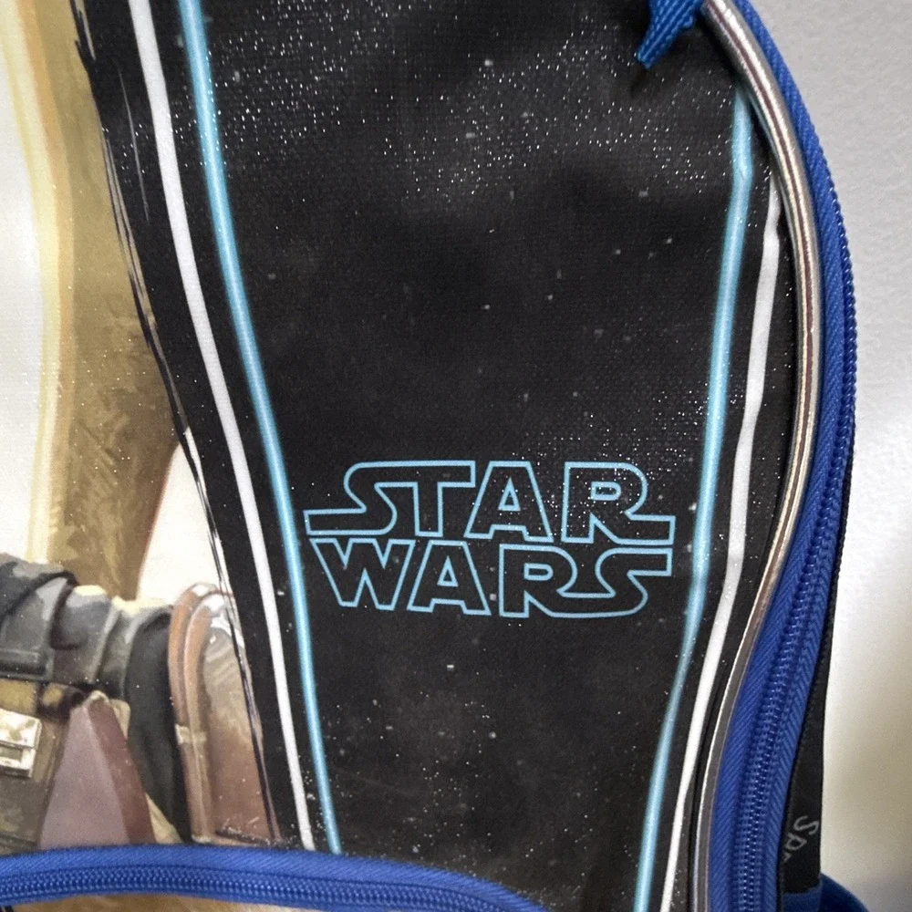 Star Wars Mandalorian & The Child Large Backpack Black/Blue Zip Padded Pocket